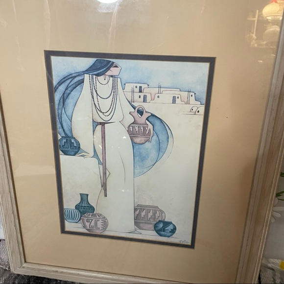 Wedding Vase G E Mullan vintage Navajo southwestern pastel framed art print - Picture 2 of 8